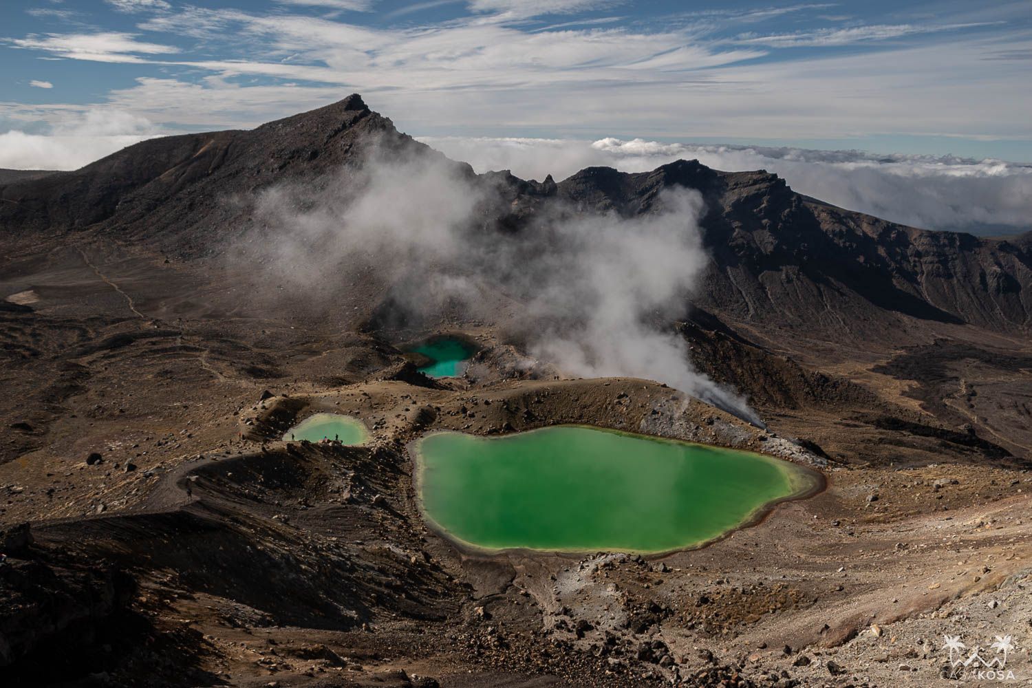 Among the volcanoes, lakes and waterfalls